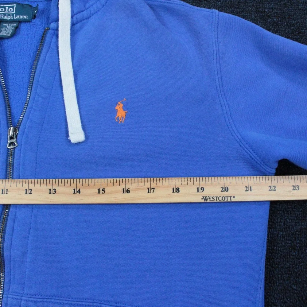 Polo Ralph Lauren Hoodie Mens Medium Full Zip Orange Pony Logo Cotton Fleece